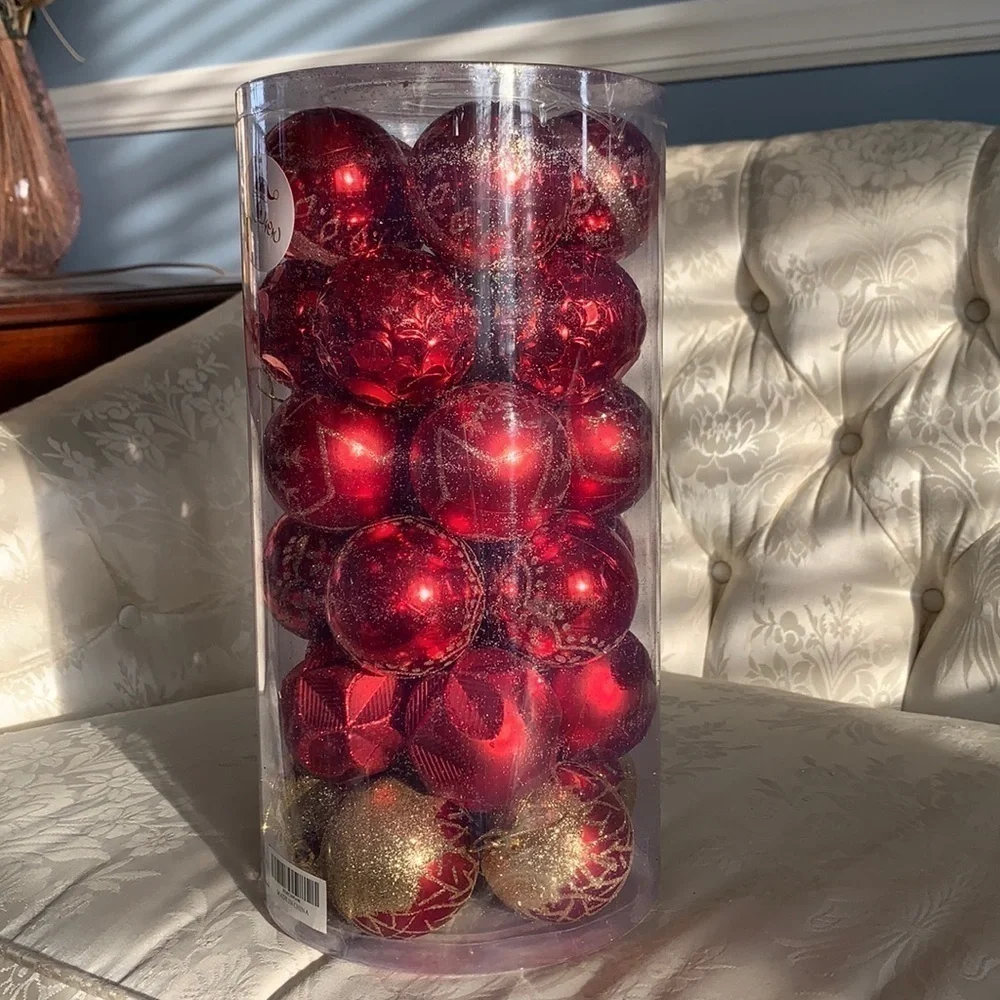 Brand New Set of 30 Red & Gold Christmas Ball Ornaments